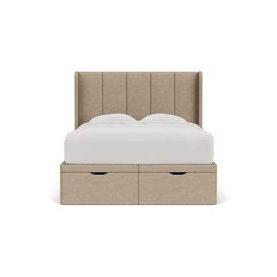 King Size Ottoman Storage Bed - Natural - House Linen Mix