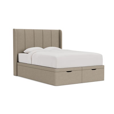 King Size Ottoman Storage Bed - Dove Grey - House Linen Mix