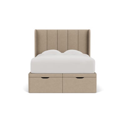 Double Ottoman Storage Bed - Natural - House Linen Mix