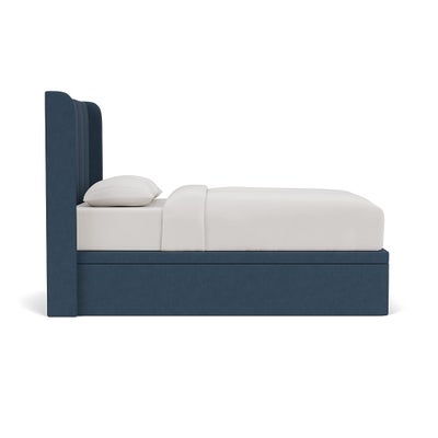 Double Ottoman Storage Bed - Indigo - House Linen Mix