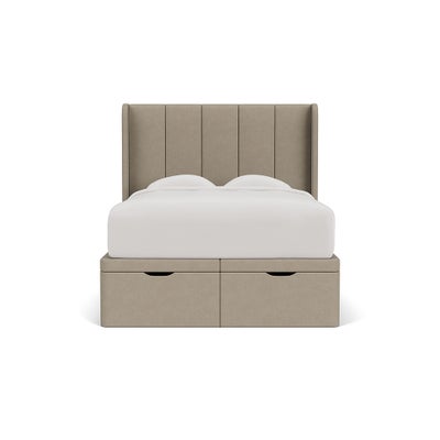 Double Ottoman Storage Bed - Dove Grey - House Linen Mix