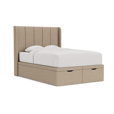 Double Ottoman Storage Bed - Natural - House Linen Mix