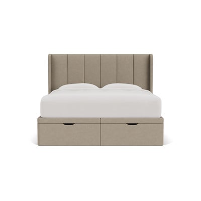 Super King Ottoman Storage Bed - Dove Grey - House Linen Mix