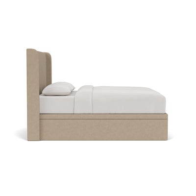 Super King Ottoman Storage Bed - Natural - House Linen Mix