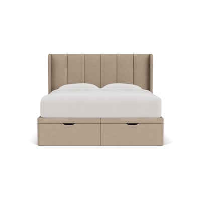 Super King Ottoman Storage Bed - Natural - House Linen Mix