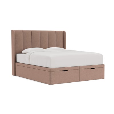 Super King Ottoman Storage Bed - Dusky Rose - Eco Chenille