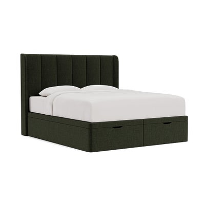 Super King Ottoman Storage Bed - Moss - Eco Chenille