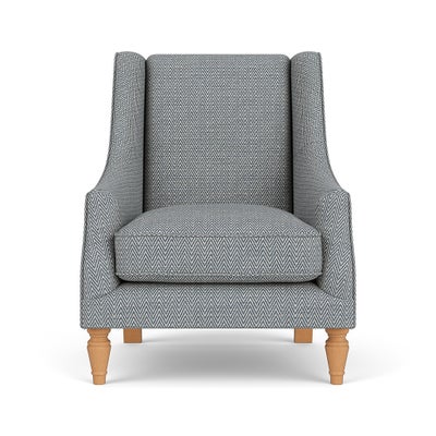Armchair - Navy - Herringbone Weave