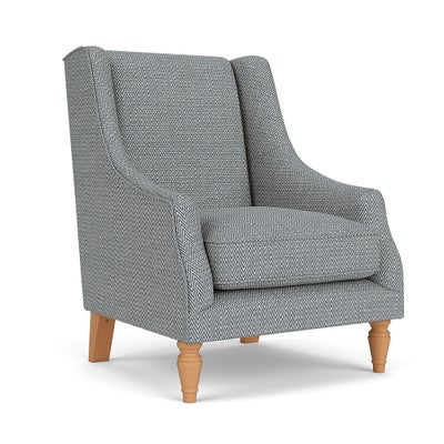 Armchair - Navy - Herringbone Weave