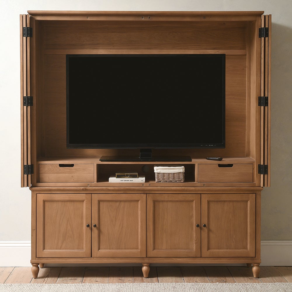 Elkstone Mellow Oak Hidden TV Unit - The Cotswold Company
