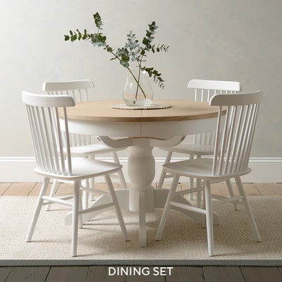 Round Extending Dining Table and 4 Spindleback Chairs
