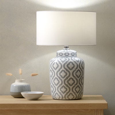 Celia Grey And White Pattern Ceramic Table Lamp