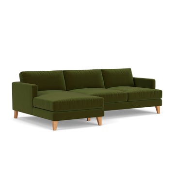 Chaise Large Left Hand - Forest Green - Matt Velvet