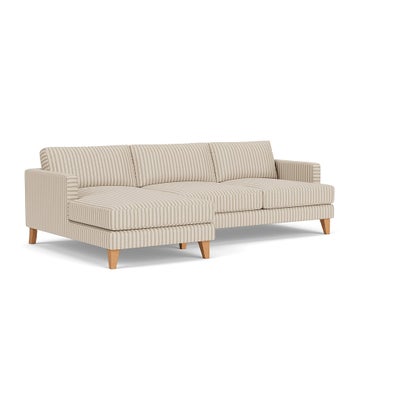 Chaise Large Left Hand - Sage - Kingham Stripe