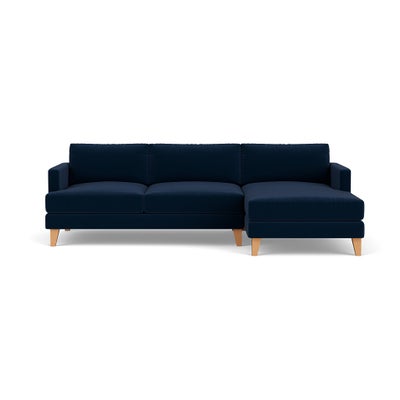 Chaise Large Right Hand - Deep blue - Matt Velvet