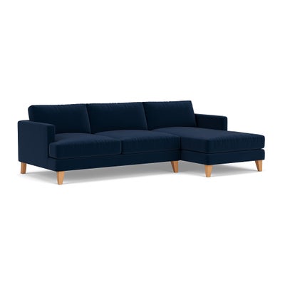 Chaise Large Right Hand - Deep blue - Matt Velvet