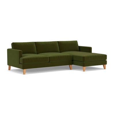 Chaise Large Right Hand - Forest Green - Matt Velvet