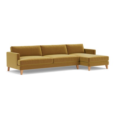 Chaise Extra Large Right Hand - Mustard - Matt Velvet
