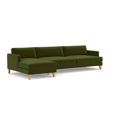 Chaise Extra Large Left Hand - Forest Green - Matt Velvet