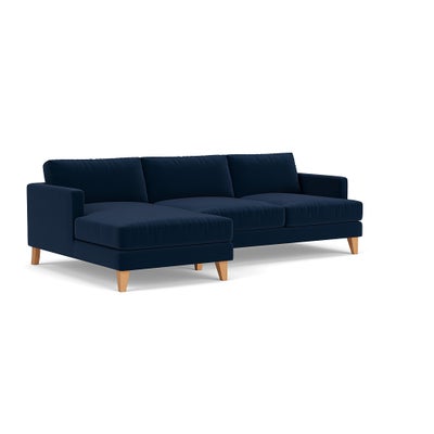 Chaise Large Left Hand - Deep blue - Matt Velvet