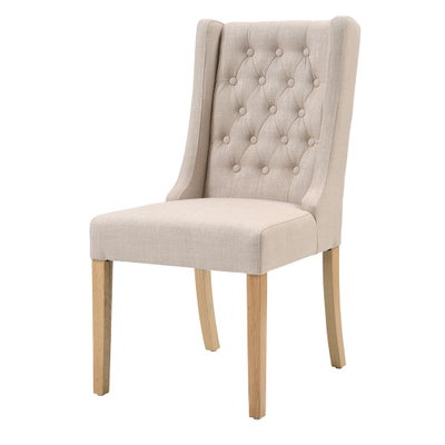 Winged Button Dining Chair Stone Linen