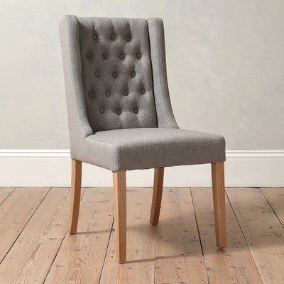 Wing Buttoned Dining Chair Grey