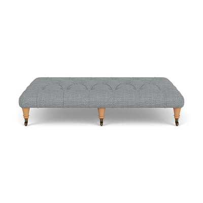 Foot Stool - Navy - Herringbone Weave