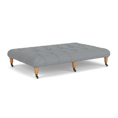 Foot Stool - Navy - Herringbone Weave