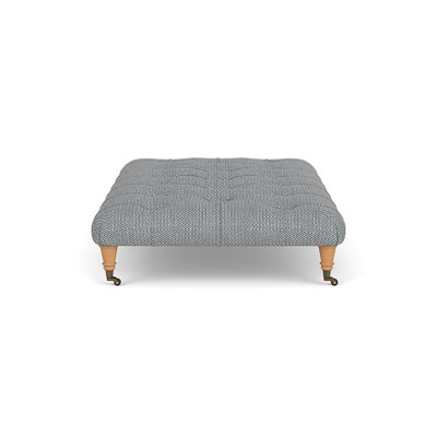 Foot Stool - Navy - Herringbone Weave
