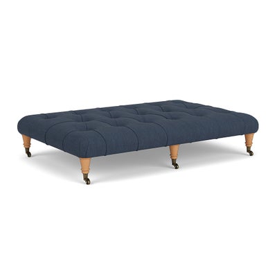 Foot Stool - Indigo - Luxury Italian Linen