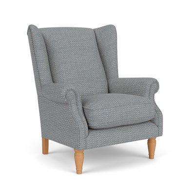 Armchair - Navy - Herringbone Weave