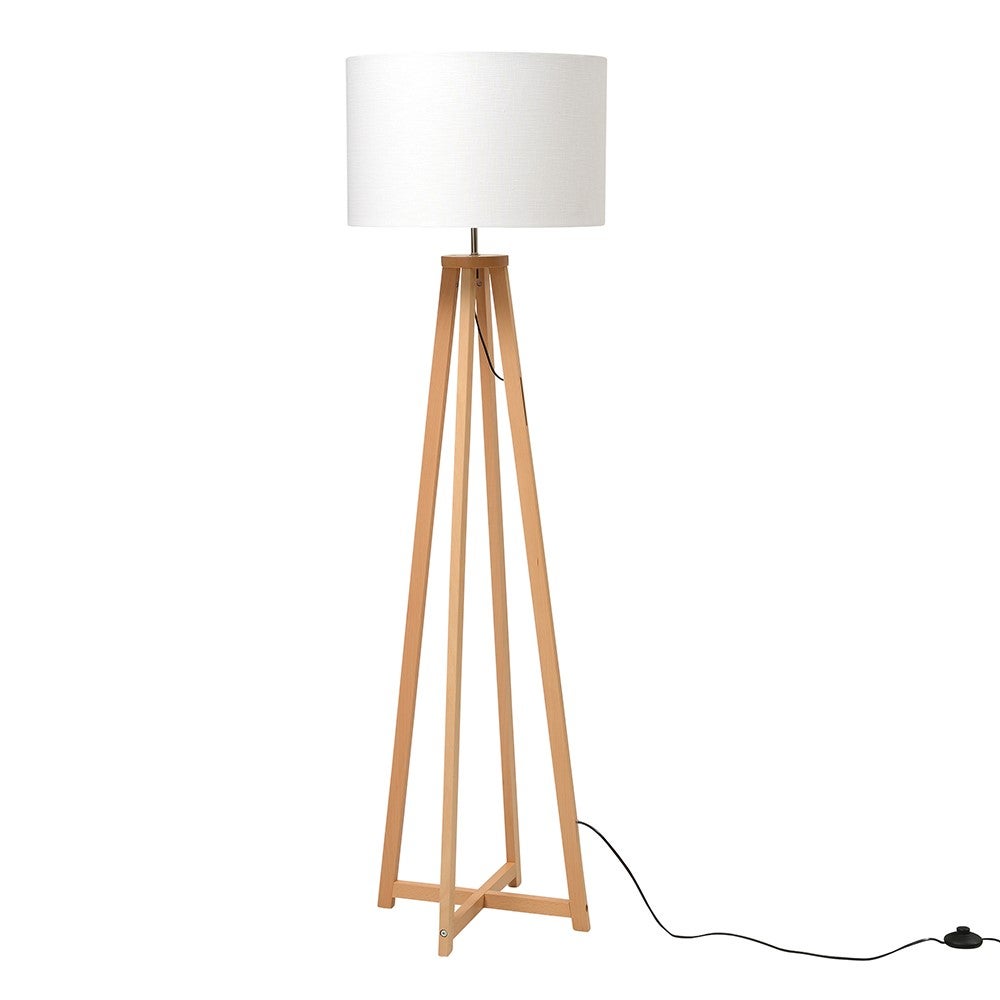Whitby Natural Wood Tapered 4 Post Floor Lamp - The Cotswold Company