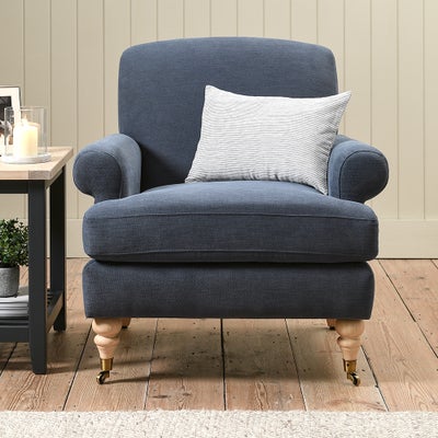 William - Armchair - Indigo - Cotton Linen Weave