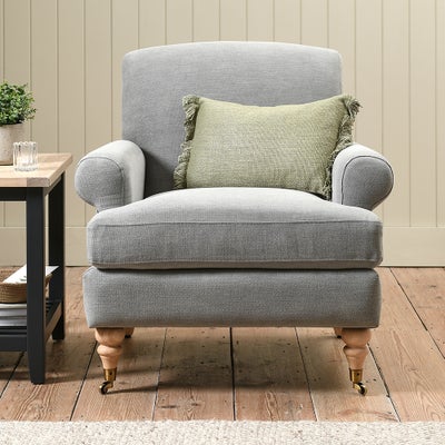 William - Armchair - Mid Grey - Cotton Linen Weave