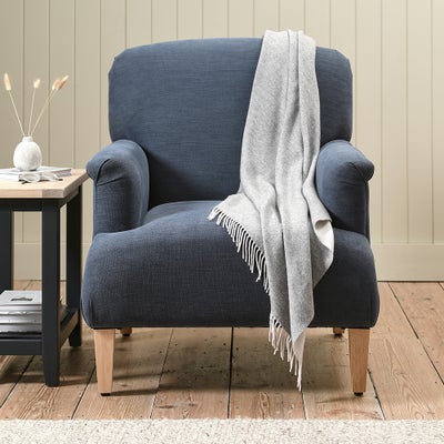 George - Armchair - Indigo - Cotton Linen Weave