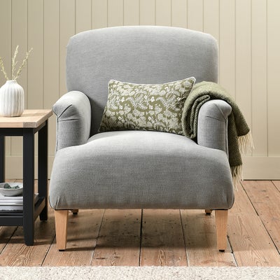 George - Armchair - Mid Grey - Cotton Linen Weave