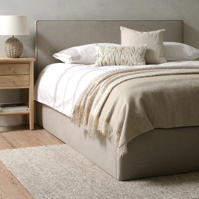 Kingsize Ottoman Bed - Natural Tweed