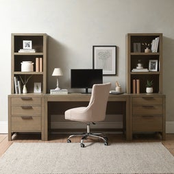 Langley Smoked Oak Modular Office 140cm Drawer and Desk Set