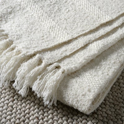 Textured Hand Woven Throw Ivory