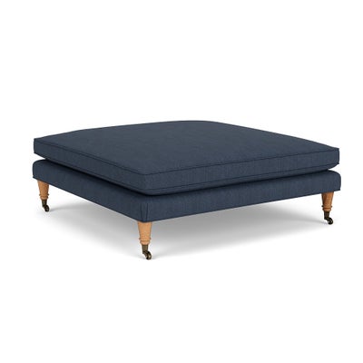 Foot Stool - Indigo - Luxury Italian Linen