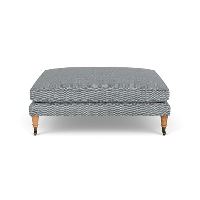 Foot Stool - Navy - Herringbone Weave