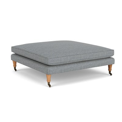 Foot Stool - Navy - Herringbone Weave