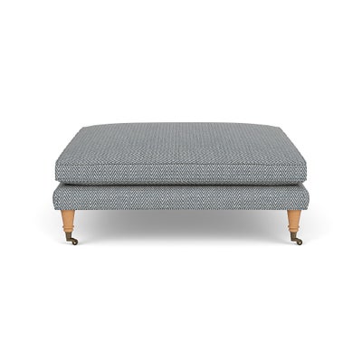 Foot Stool - Navy - Herringbone Weave