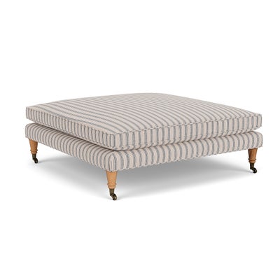 Foot Stool - Indigo - Kingham Stripe