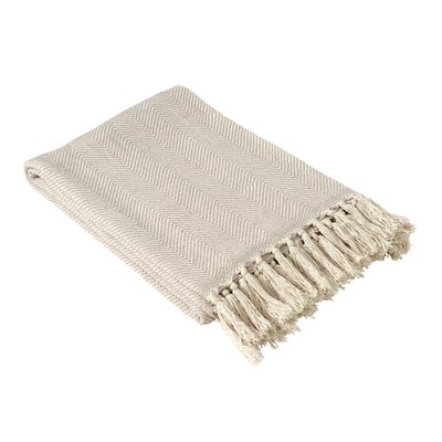 Herringbone Woven Throw Natural 140x190cm