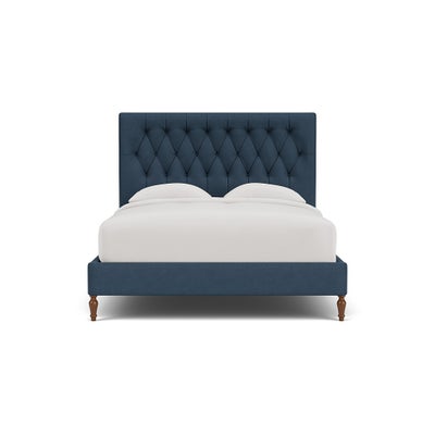 King Size Classic Bedstead - Indigo - House Linen Mix