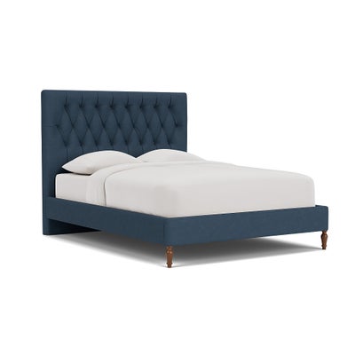 King Size Classic Bedstead - Indigo - House Linen Mix
