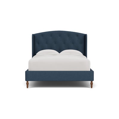 King Size Classic Bedstead - Indigo - House Linen Mix