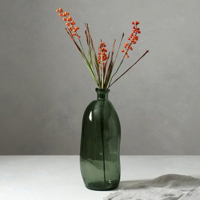 Simplicity Blown Glass Vase 35cm Olive Green