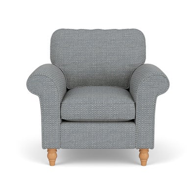 Armchair - Navy - Herringbone Weave